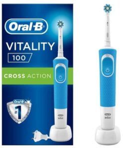 خرید مسواک برقی ویتالیتی 100 کراس اکشن آبی اورال بی Oral B Vitality 100 Cross Action Blue Electric Rechargeable Toothbrush