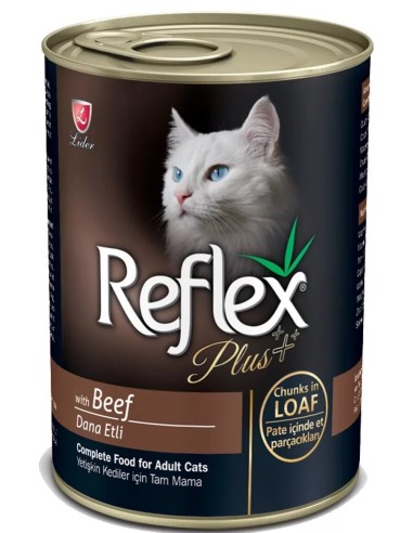 خرید کنسرو غذای گربه گوشت گاو رفلکس پلاس Reflex Plus Beef Chunks In Loaf Cat Can