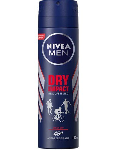 اسپری بدن ضد تعریق مردانه نیوا، درای ایمپکت، 150 میل 48 ساعته Nivea Dry Impact Body Spray