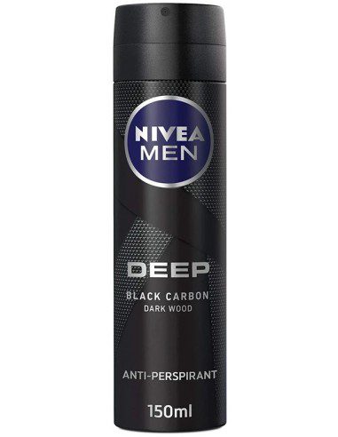اسپری بدن ضد تعریق مردانه نیوا دیپ بلک کربن، 150 میل 48 ساعته Nivea Deep Black Carbon Body Spray