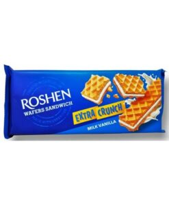 قیمت و خرید ویفر اکسترا کرانچ روشن با طعم شیر و وانیل 142 گرمی   Roshen Wafers Sandwich Extra Crunch Milk Vanilla