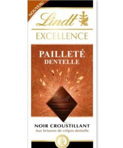 قیمت خرید شکلات تلخ اکسلنس با طعم کرپ توری لینت 100 گرمی Lindt Excellence pailleté dentelle noir croustillant