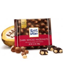 شکلات تلخ ریتر اسپرت با فندق بو داده 100 گرمی Ritter Sport Whole Hazelnut Dark Chocolate