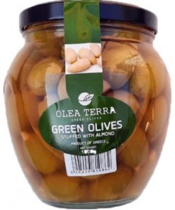 زیتون سبز یونانی پر شده با مغز بادام گریک الیو 1000 گرمی Greek Olive Almond Stuffed Green Olives