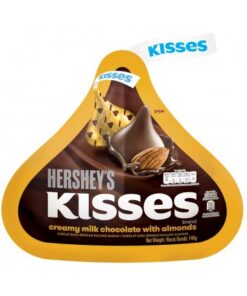 خرید شکلات شیری خامه ای حاوی مغز بادام کیسز هرشیز 146 گرمی Hershey's Kisses Creamy Milk Chocolate with Almonds