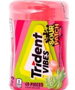 خرید آدامس بدون قند تریدنت با طعم هندوانه -100 گرمی Trident Vibes Sour Patch Kids Watermelon